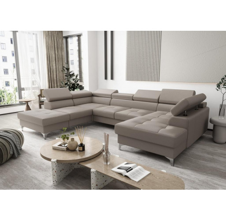 Rohová sedací souprava TOSCANIA MAX II 170x350x220 přírodní kůže - levá, Béžová kůže Rohová sedací souprava TOSCANIA MAX II 170x350x220 přírodní kůže - levá, Béžová kůže