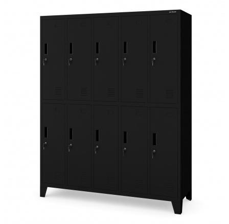 Kovová uzamykatelná šatní skříňka oděvní s 10 boxy černá: BARTEK 1360 x 1720 x 450 mm Kovová uzamykatelná šatní skříňka oděvní s 10 boxy černá: BARTEK 1360 x 1720 x 450 mm