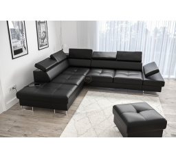 Rohová sedací souprava GALAXY s funkcí spaní 225x280 - černá eko kůže , levá
