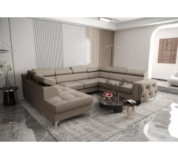 Rohová sedací souprava ORION MAX I s funkcí spaní 225X350X255 cm - hnědá , pravá