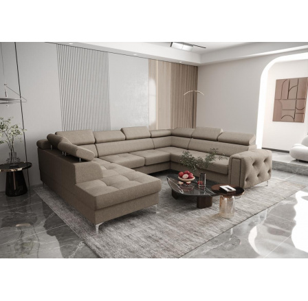 Rohová sedací souprava ORION MAX I s funkcí spaní 225X350X255 cm - hnědá , pravá