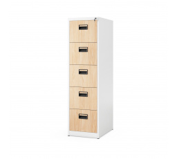 Kovová kartotéková skříň SARA V5, 460 x 1630 x 620 mm, Eco Design: bílá/ dub sonoma