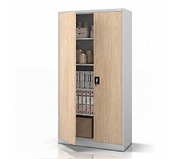 Kancelářská skříň na dokumenty kovová šedá / dub sonoma: Eco Design JANA H 900 x 1950 x 400 mm