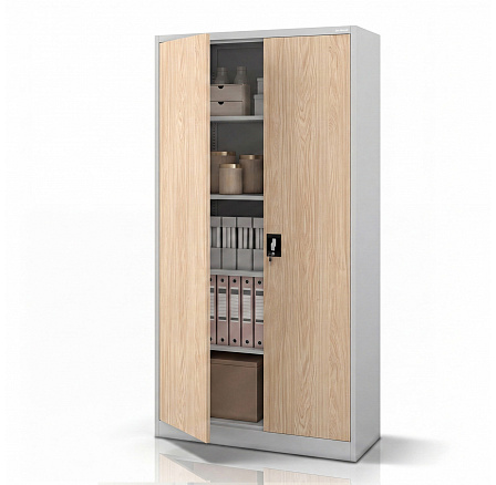 Kancelářská skříň na dokumenty kovová šedá / dub sonoma: Eco Design JANA H 900 x 1950 x 400 mm Kancelářská skříň na dokumenty kovová šedá / dub sonoma: Eco Design JANA H 900 x 1950 x 400 mm