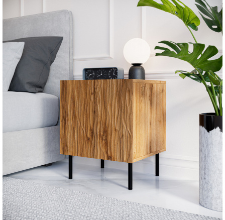 Noční stolek JUNGLE, dub wotan matný/černý matný Noční stolek JUNGLE, dub wotan matný/černý matný