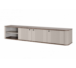 Závěsná TV skříňka Vesper 3D 187 cm - kašmír / ořech / černé úchyty