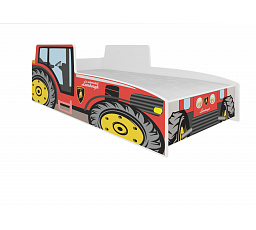 Postel s matrací TRACTOR RED 140x70 Červená