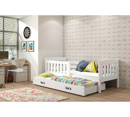 Dětská postel KUBUS s přistýlkou 90x200 cm, s matracemi, Bílá/Bílá