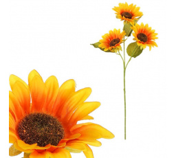 Slunečnice - umělá řezaná, 3 květy, přírodní barva