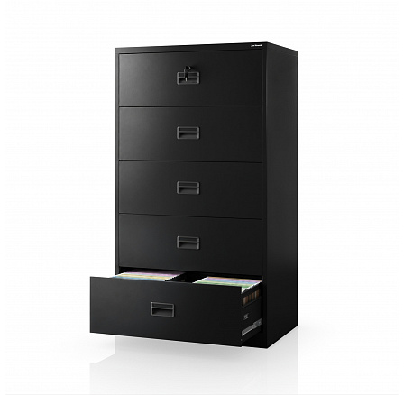 Černá kovová kartotéková skříň: SARAN XL V5, 900 x 1620 x 600 mm