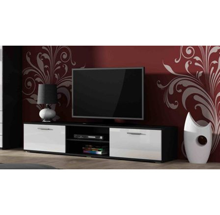 Tv komoda SOHO 180, černá / bílá lesklá