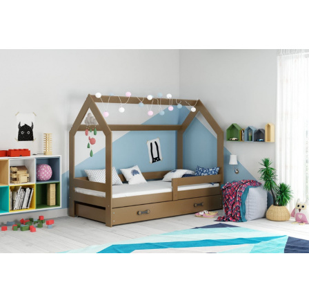 Postel Domek se šuplíkem 160 x 80, Čokoládová