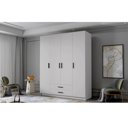 Skříň Arya I 160 - bílá/černé úchytky