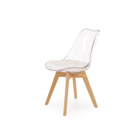 Jídelní židle K246, Transparent/Bílá/Buk