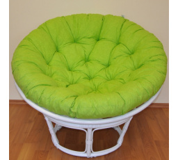 Ratanový papasan 100 cm bílý, polstr světle zelený melír