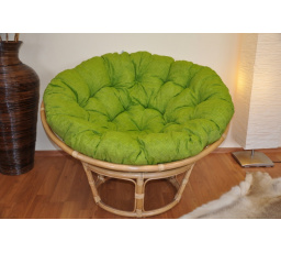 Ratanový papasan 110 cm medový polstr zelený světlý melír