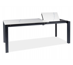 Jídelní stůl METROPOL CERAMIC, efekt bílého mramoru/černý mat - 120(180)x80