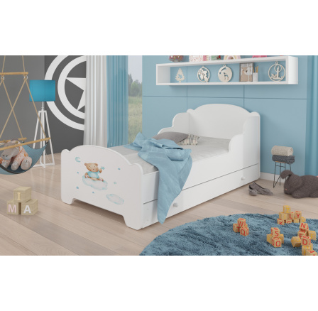 Postel s matrací a šuplíkem AMADIS TEDDY BEAR AND CLOUD 160x80 Bílá