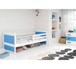 Dětská postel RICO 90x200 cm, s matrací, Bílá/Modrá