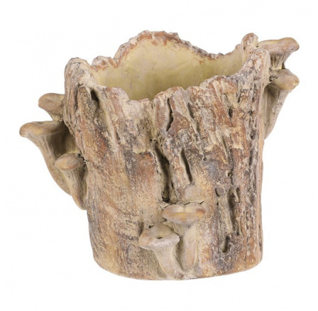 Obal betonový - pařez s houbami, vel. L, hnědý Obal betonový - pařez s houbami, vel. L, hnědý