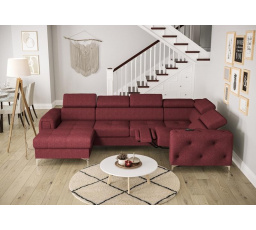 Rohová sedací souprava ORION MAX III , relax s funkcí spaní 165x320x190 cm - červená , pravá