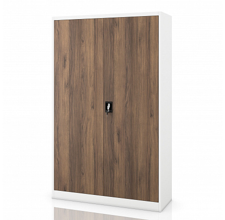 Kancelářská kovová skříň na dokumenty bílá / ořech: Eco Design JANA II, 1150 x 1850 x 400 mm Kancelářská kovová skříň na dokumenty bílá / ořech: Eco Design JANA II, 1150 x 1850 x 400 mm
