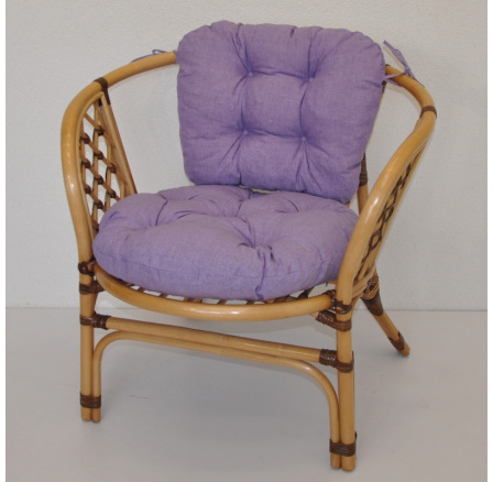 Ratanové křeslo Bahama medové LUX polstr fialový melír
