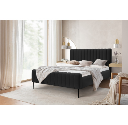 Čalouněná postel do ložnice Nicole - 160x200, Velutto 20/černé nohy