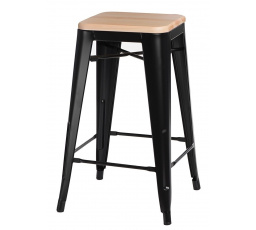 Barová židle Paris Wood 65 cm černá borovice přírodní