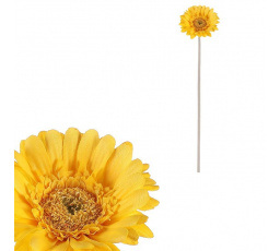 Gerbera - umělý květ na stonku, žlutý