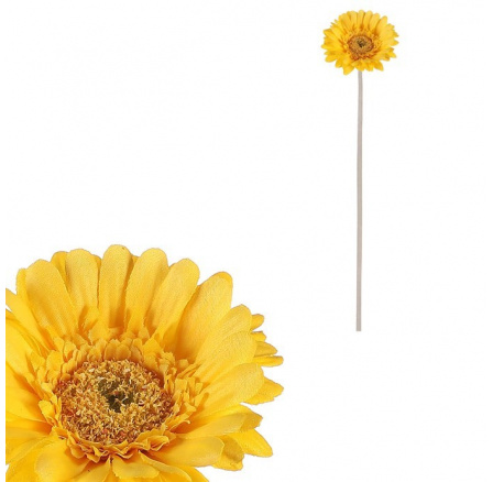 Gerbera - umělý květ na stonku, žlutý