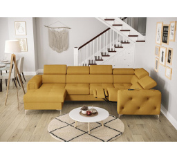 Rohová sedací souprava ORION MAX III , relax s funkcí spaní 165x320x190 cm - modrá, pravá