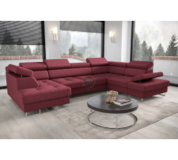 Rohová sedací souprava GALAXY MAX II s funkcí spaní 210x350x165 -červená , pravá