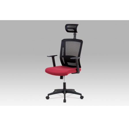 Kancelářská židle, houpací mechanismus, bordo látka, plastový kříž, plastová kolečka