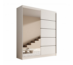 Šatní skříň s posuvnými dveřmi a zrcadlem Nico 180 Bílá+Bílá