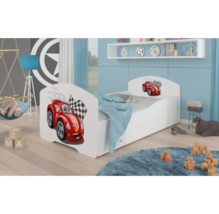 Postel s matrací a šuplíkem PEPE CAR ZIGZAG 160x80 Bílá