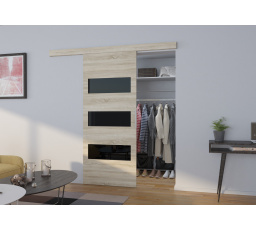 Posuvné dveře na stěnu ARES 86 Sonoma+Černý Lacobel