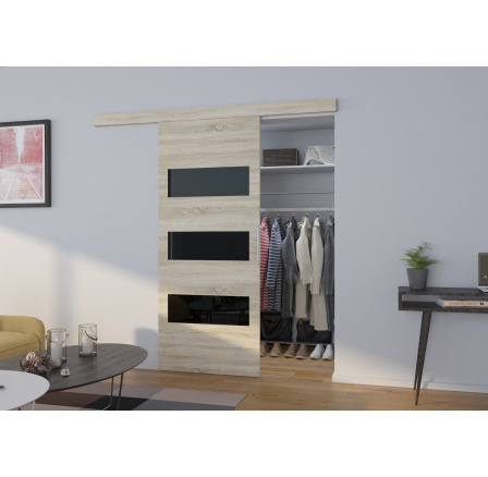 Posuvné dveře na stěnu ARES 86 Sonoma+Černý Lacobel