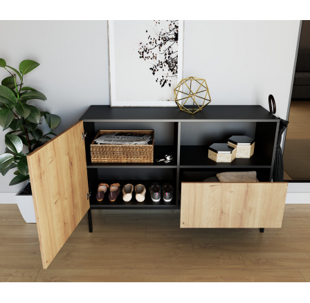Lanzzi 120 Komoda Černý Mat /Dub Artisan Černý Mat, Dub Artisan 120x80