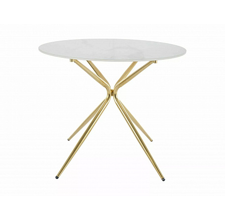 Jídelní stůl AZALIA, Efekt bílého mramoru/Zlatá