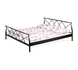 Dvoulůžková postel 184x205cm, kov, černá, BED-1907 BK