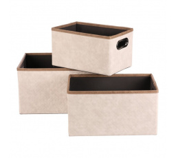 Koš regálový - látkový s uchy, krémový, cena za sadu 3 ks