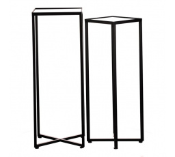 Stojan na květiny -  kovové rámy, skleněná deska, cena za sadu 2 ks