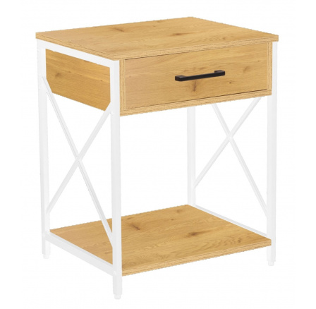 Noční stolek přírodní dub/bílý rám SN7-FX