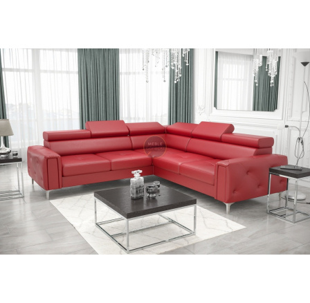 Rohová sedací souprava ORION I s funkcí spaní 255×255 cm přírodní kůže - červená kůže, levá Rohová sedací souprava ORION I s funkcí spaní 255×255 cm přírodní kůže - červená kůže, levá