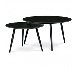 Sada 2 konferenčních stolů ø80cm a ø60cm, černá keramická deska, černé kovové nohy