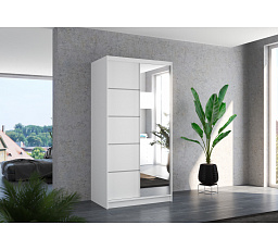 Posuvná skříň se zrcadlem ORLANDO 100 Bílá+Bílá