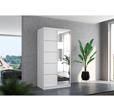 Posuvná skříň se zrcadlem ORLANDO 100 Bílá+Bílá