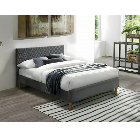 Postel AZURRO Velvet, 140x200 cm, šedý Bluvel 14/dub