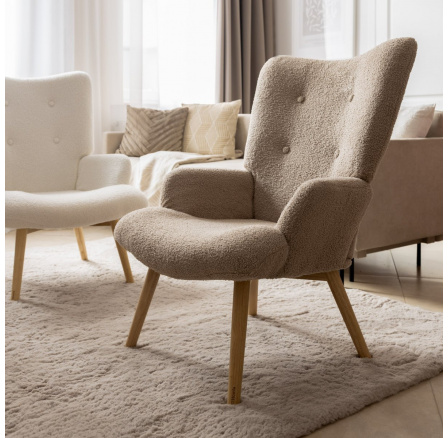 Křeslo MOSS TEDDY BOUCLE béžové 70x95 cm
